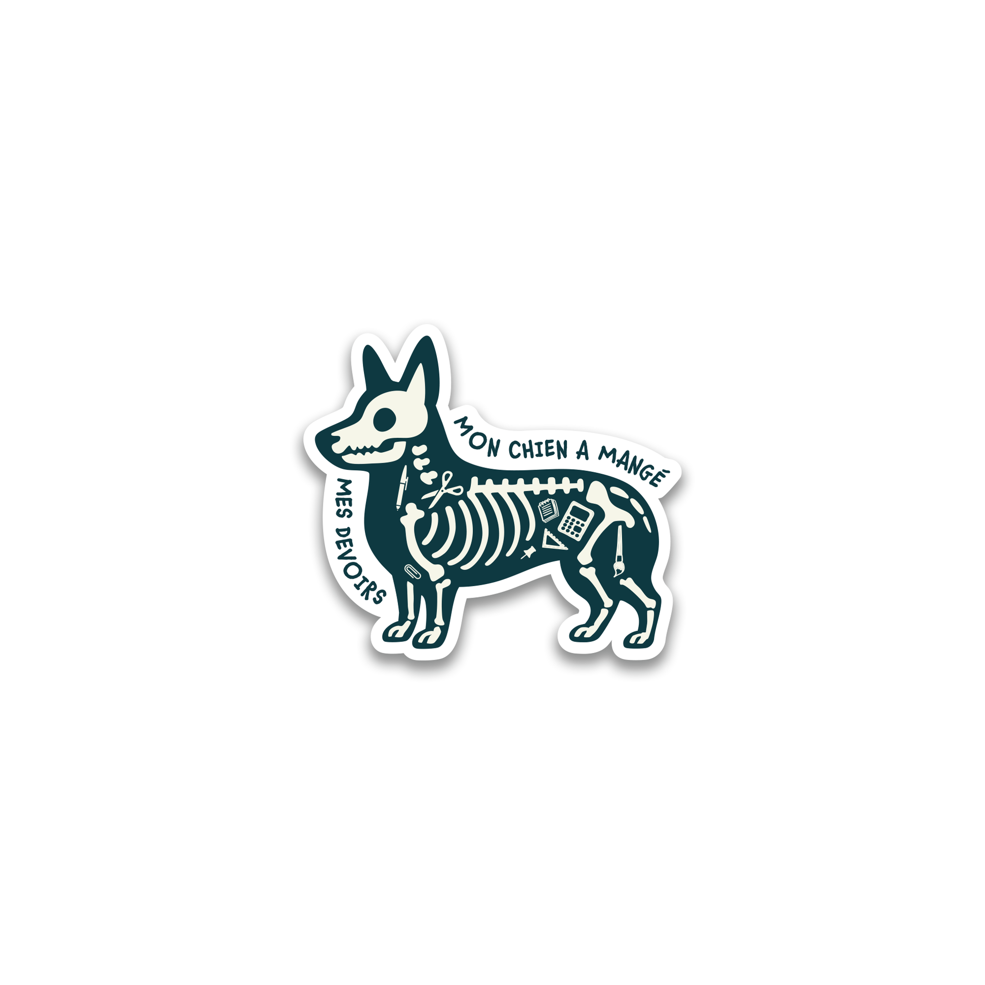 Sticker Mini - Mon chien a mangé mes devoirs