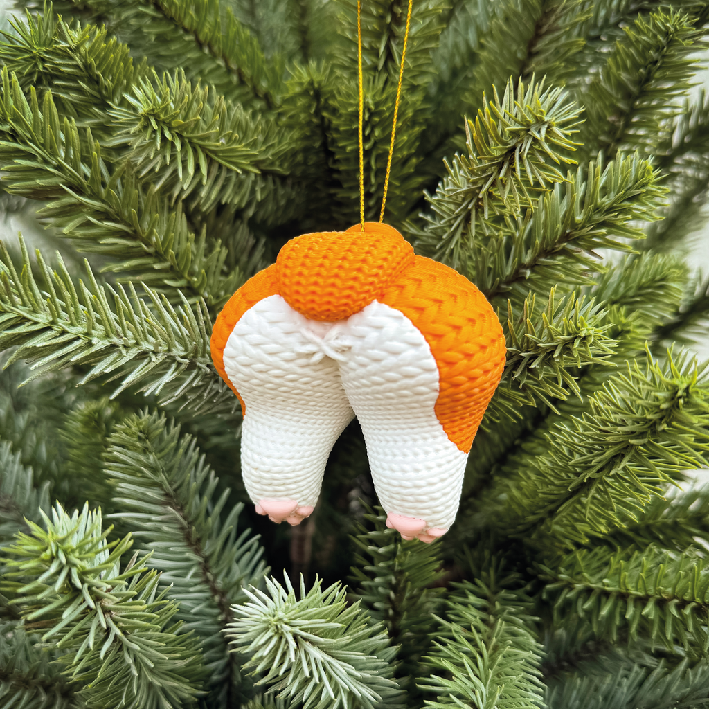 Décoration boule de Sapin Noël – Corgi Fesses Tricotées